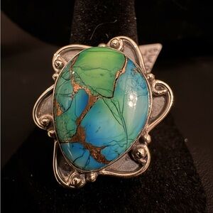 Sterling Silver and blue moon Turquoise Statement Ring